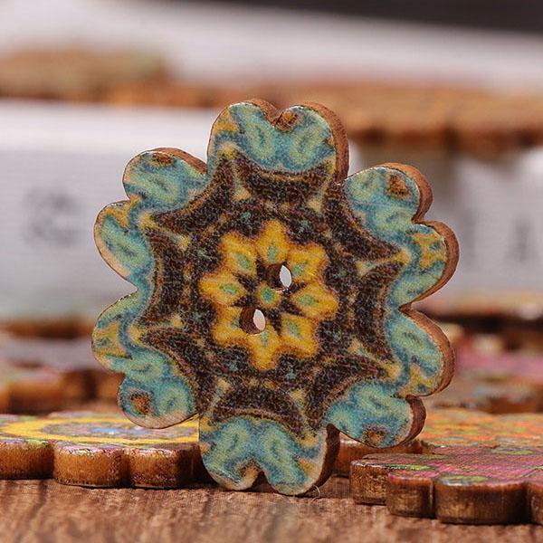 About 100Pcs Multi-Color Floral Pattern Buttons - Image 3