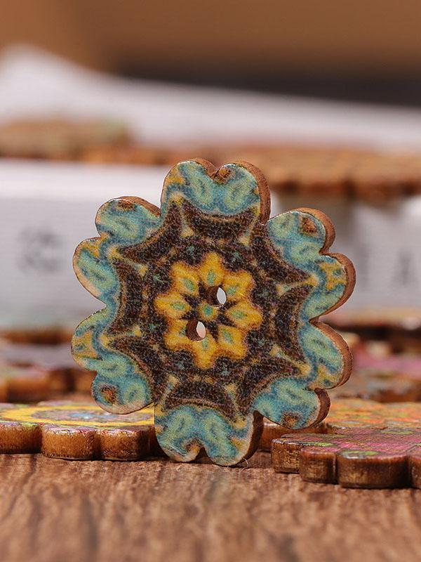 About 100Pcs Multi-Color Floral Pattern Buttons - Image 7