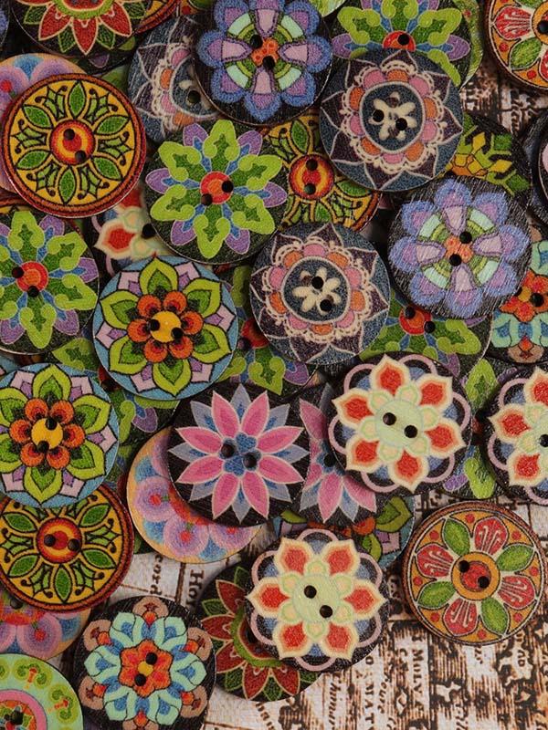 About 100Pcs Multi-Color Printed Round Buttons - Image 6