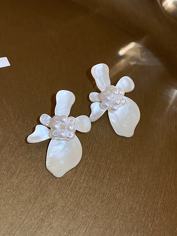 Acrylic & Imitation Pearl Flower Shape Earrings Accessories - Image 6