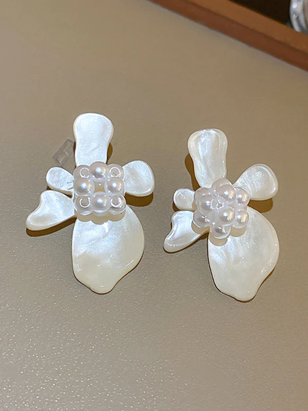 Acrylic & Imitation Pearl Flower Shape Earrings Accessories - Image 7