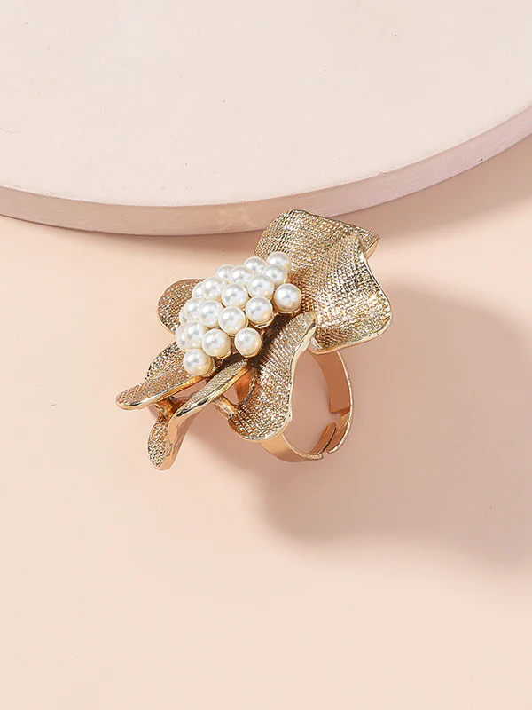 Adjustable Color-Block Flower Shape Rhinestone Sequined Rings Accessories - Image 3