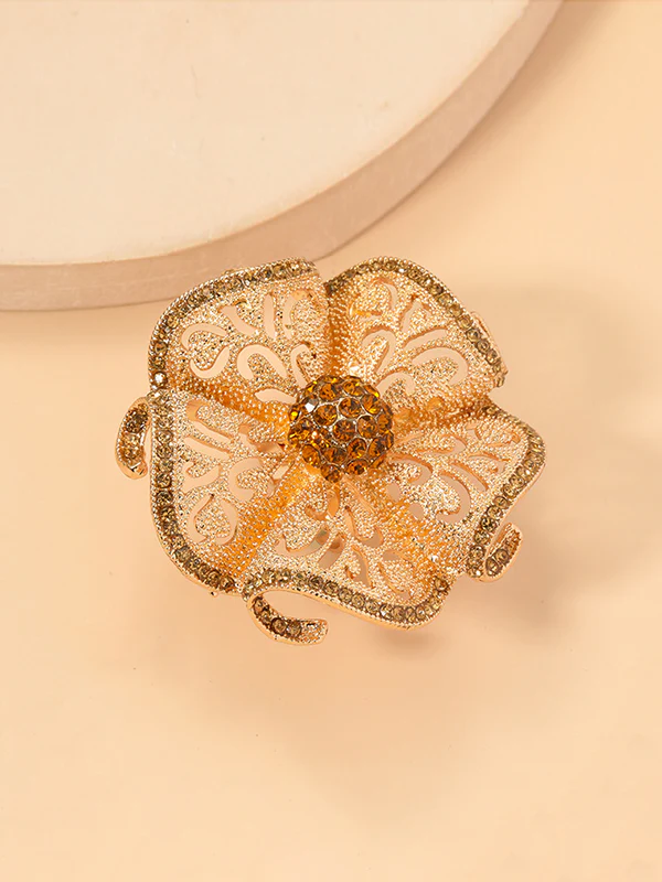 Adjustable Flower Shape Hollow Rhinestone Rings Accessories - Image 11