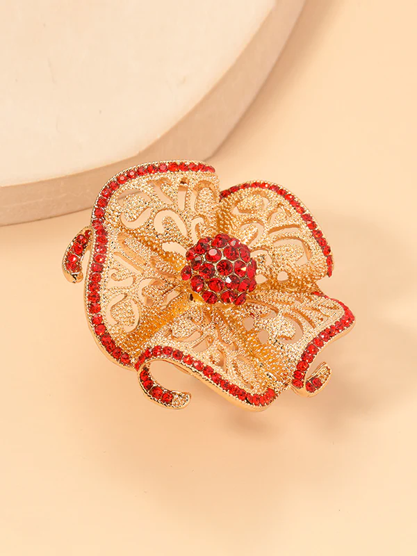 Adjustable Flower Shape Hollow Rhinestone Rings Accessories - Image 14