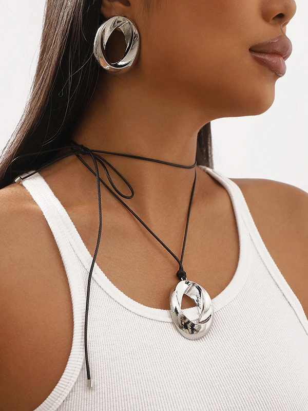 Adjustable Geometric Hollow Solid Color Drop Earrings - Image 3