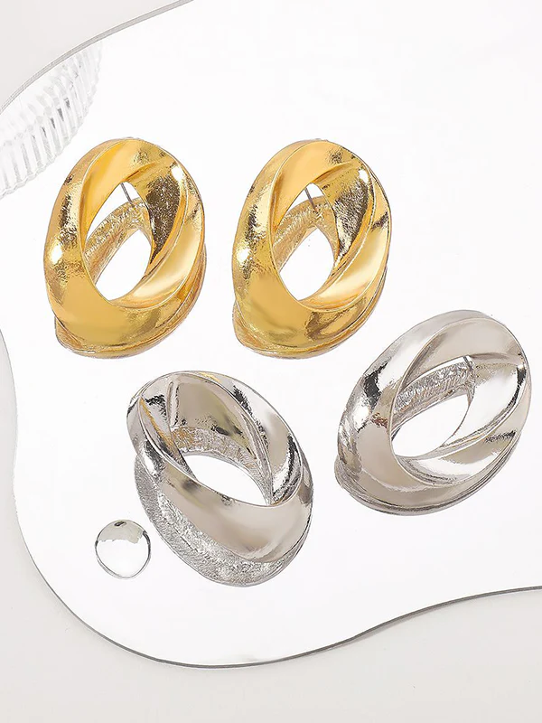 Adjustable Geometric Hollow Solid Color Drop Earrings - Image 5