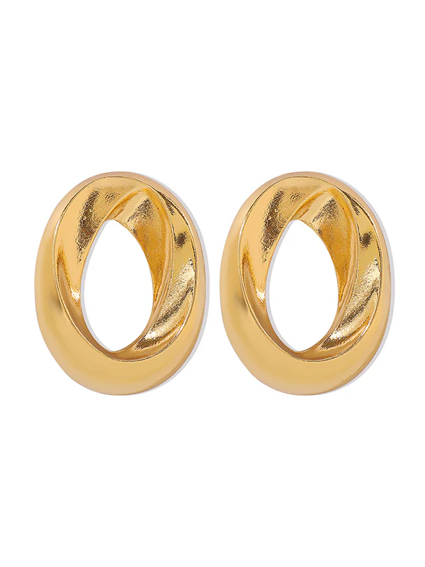 Adjustable Geometric Hollow Solid Color Drop Earrings - Image 7