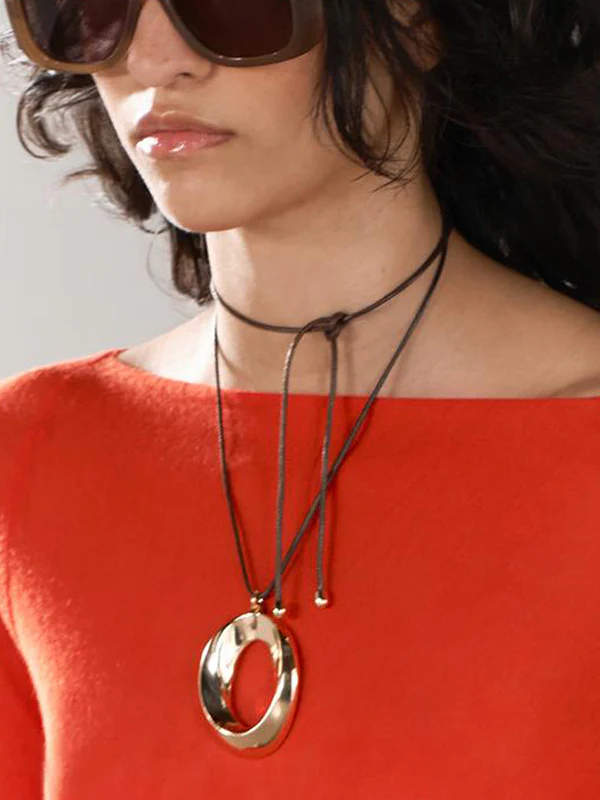 Adjustable Geometric Hollow Solid Color Necklaces Accessories - Image 3