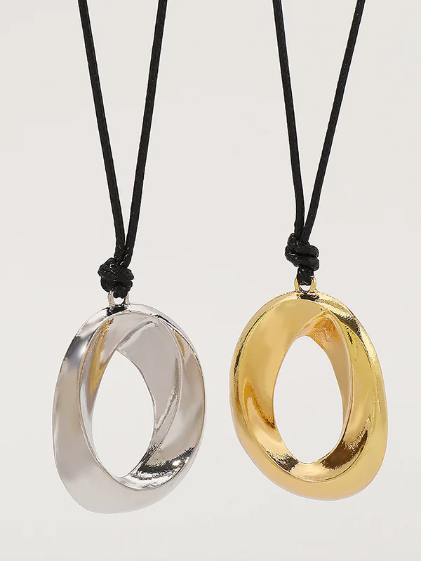 Adjustable Geometric Hollow Solid Color Necklaces Accessories - Image 5