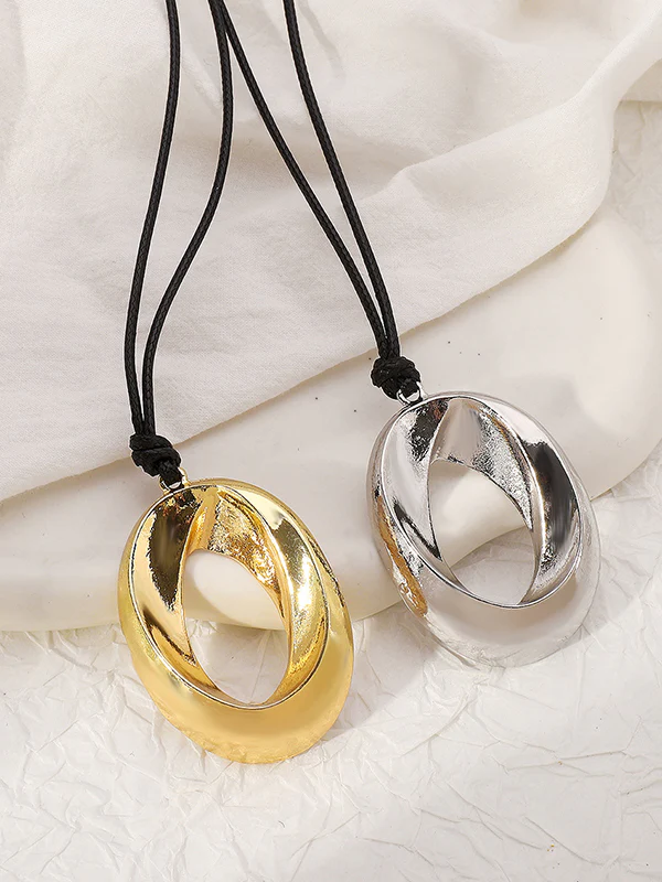 Adjustable Geometric Hollow Solid Color Necklaces Accessories - Image 6