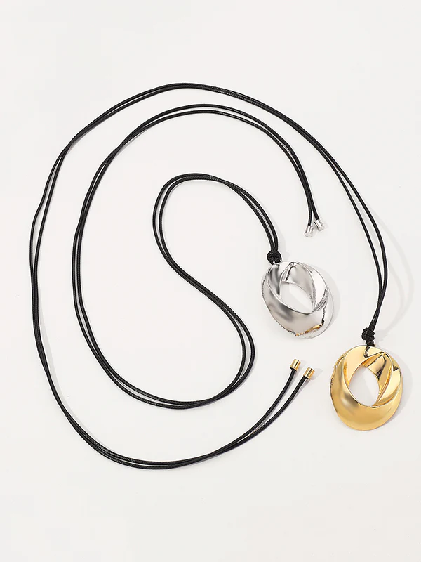 Adjustable Geometric Hollow Solid Color Necklaces Accessories - Image 7
