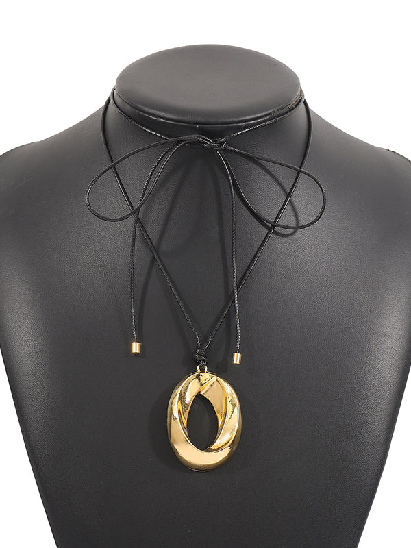 Adjustable Geometric Hollow Solid Color Necklaces Accessories - Image 8