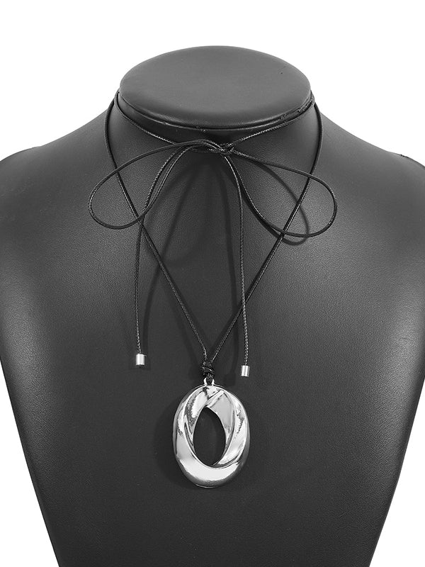 Adjustable Geometric Hollow Solid Color Necklaces Accessories - Image 9