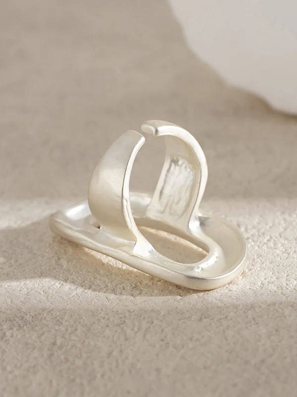 Adjustable Geometric Hollow Solid Color Rings Accessories - Image 5