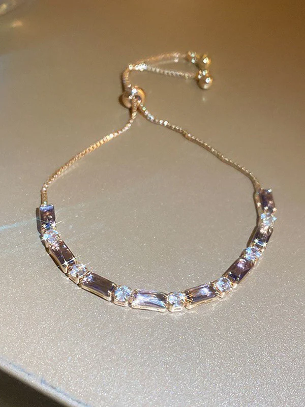 Adjustable Geometric Rhine Stones Shiny Bracelet Accessories - Image 4