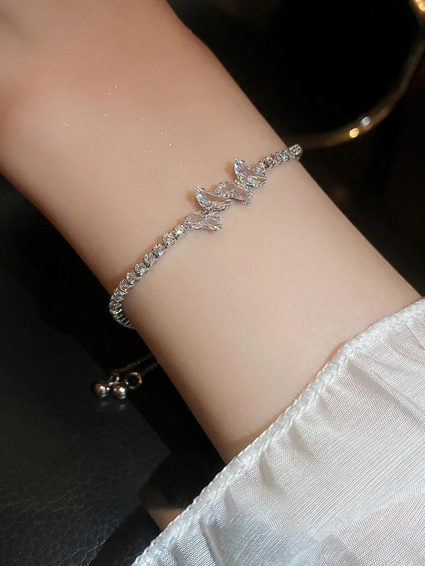 Adjustable Geometric Rhine Stones Shiny Bracelet Accessories - Image 2