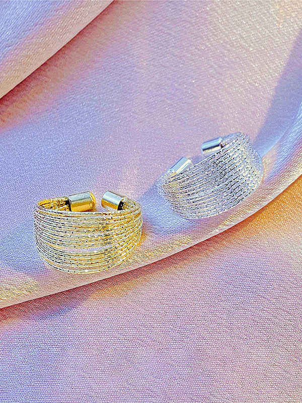 Adjustable Hollow Sequined Solid Color Rings Accessories - Image 12