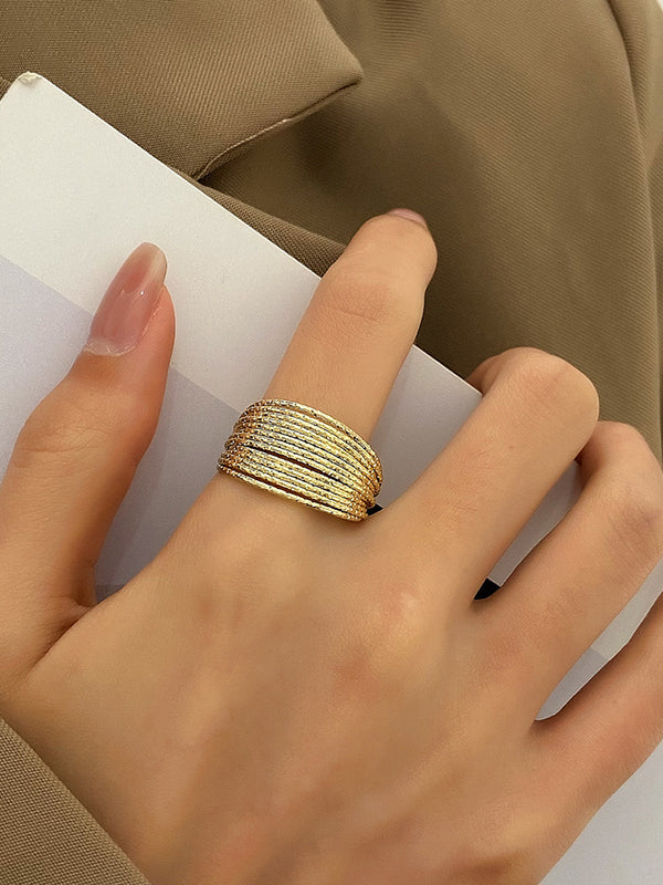 Adjustable Hollow Sequined Solid Color Rings Accessories - Image 4