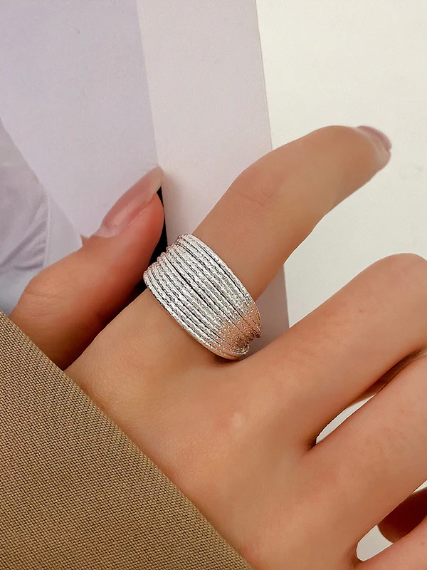 Adjustable Hollow Sequined Solid Color Rings Accessories - Image 5