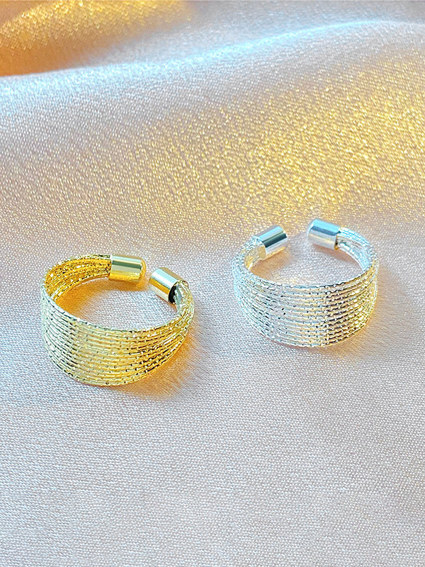Adjustable Hollow Sequined Solid Color Rings Accessories - Image 9