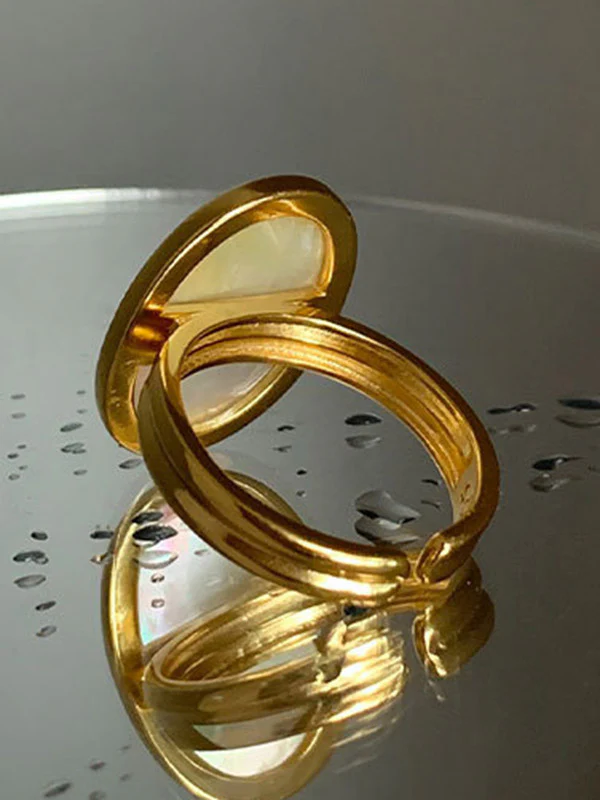 Adjustable Mother-Of-Pearl Geometric Rings Accessories - Image 10