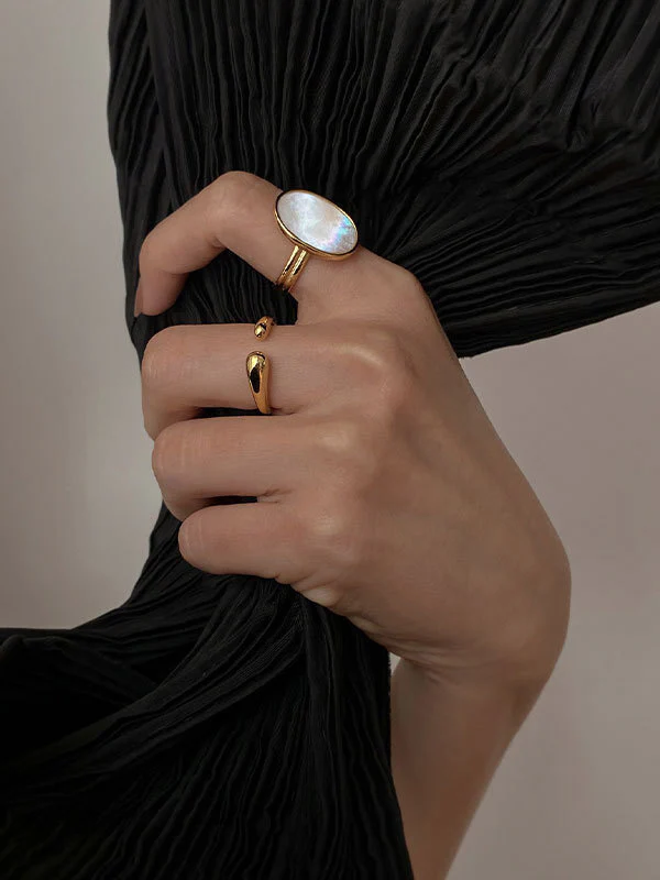 Adjustable Mother-Of-Pearl Geometric Rings Accessories - Image 2