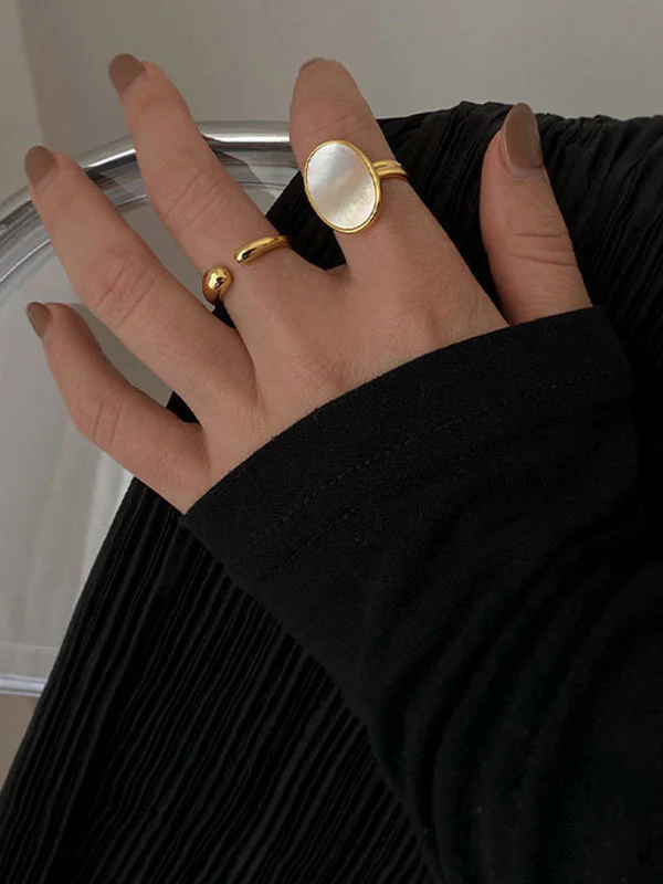 Adjustable Mother-Of-Pearl Geometric Rings Accessories - Image 3