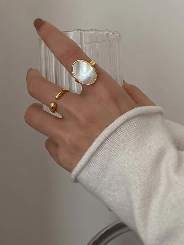 Adjustable Mother-Of-Pearl Geometric Rings Accessories - Image 4