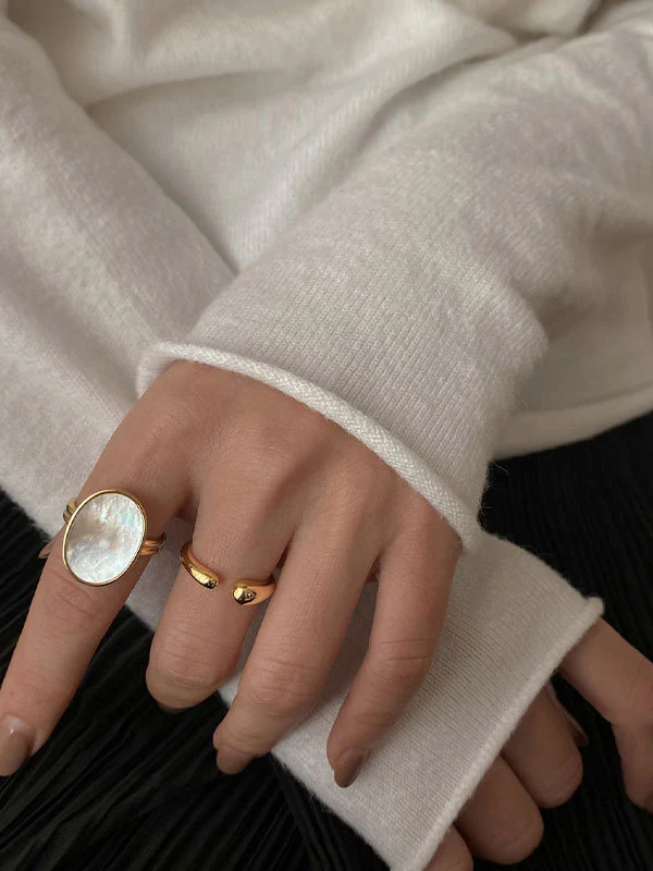 Adjustable Mother-Of-Pearl Geometric Rings Accessories - Image 6
