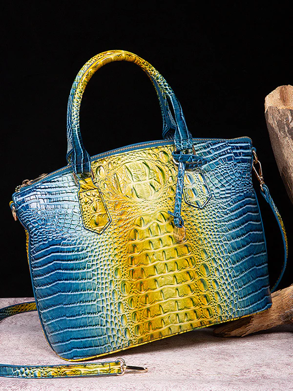 Alligator Print Pleated Split-Joint Bags Handbags - Image 23