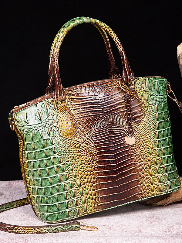 Alligator Print Pleated Split-Joint Bags Handbags - Image 26