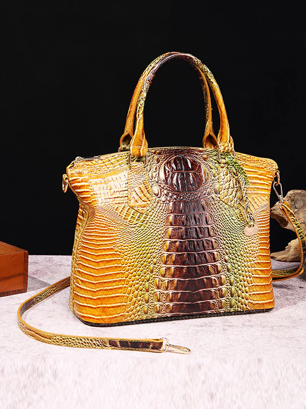 Alligator Print Pleated Split-Joint Bags Handbags - Image 3