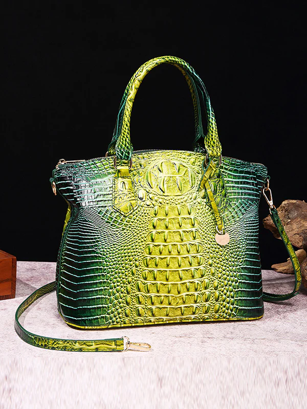 Alligator Print Pleated Split-Joint Bags Handbags - Image 4