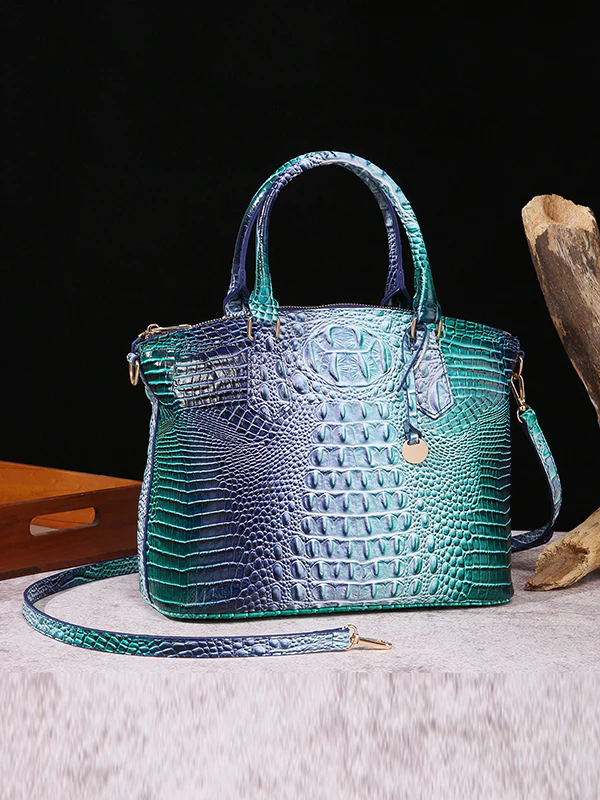 Alligator Print Pleated Split-Joint Bags Handbags - Image 8