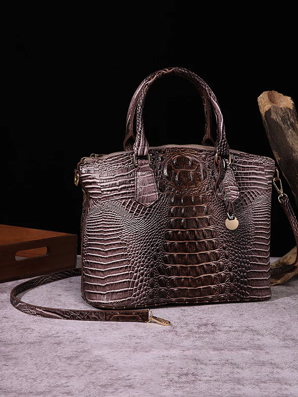 Alligator Print Pleated Split-Joint Bags Handbags - Image 9