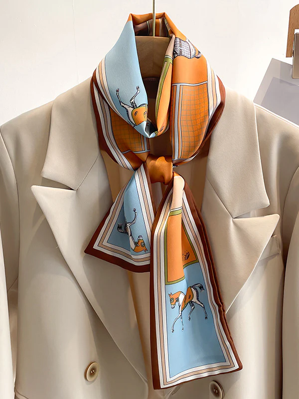 Animal Printed Striped Scarf - Image 10