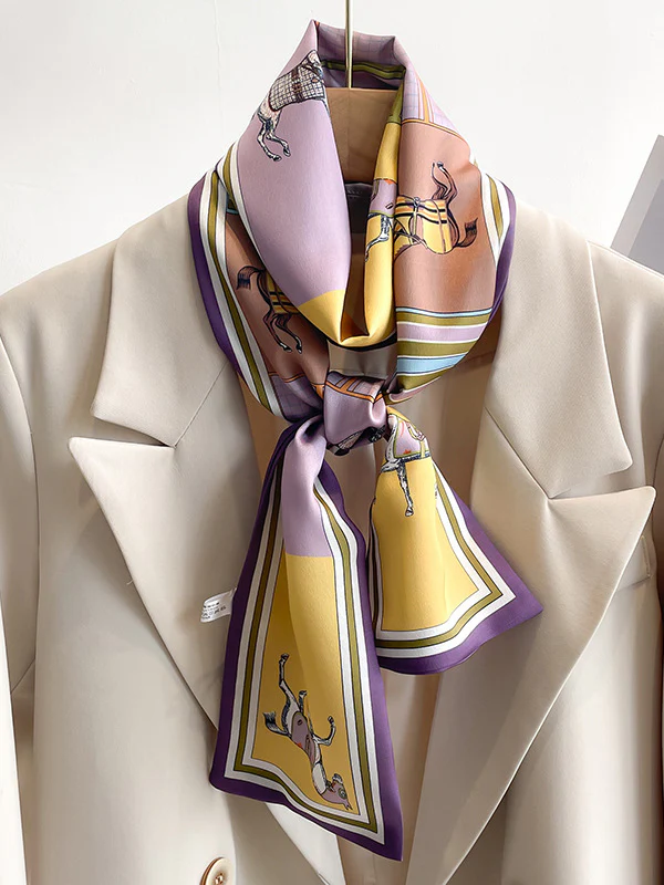 Animal Printed Striped Scarf - Image 5