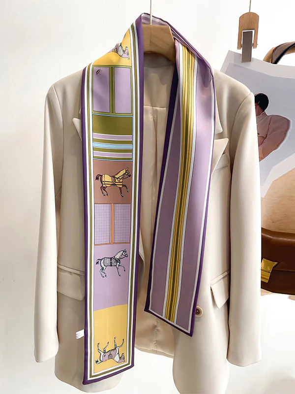 Animal Printed Striped Scarf - Image 6