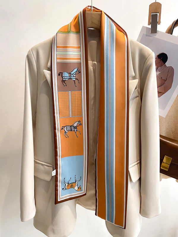 Animal Printed Striped Scarf - Image 9