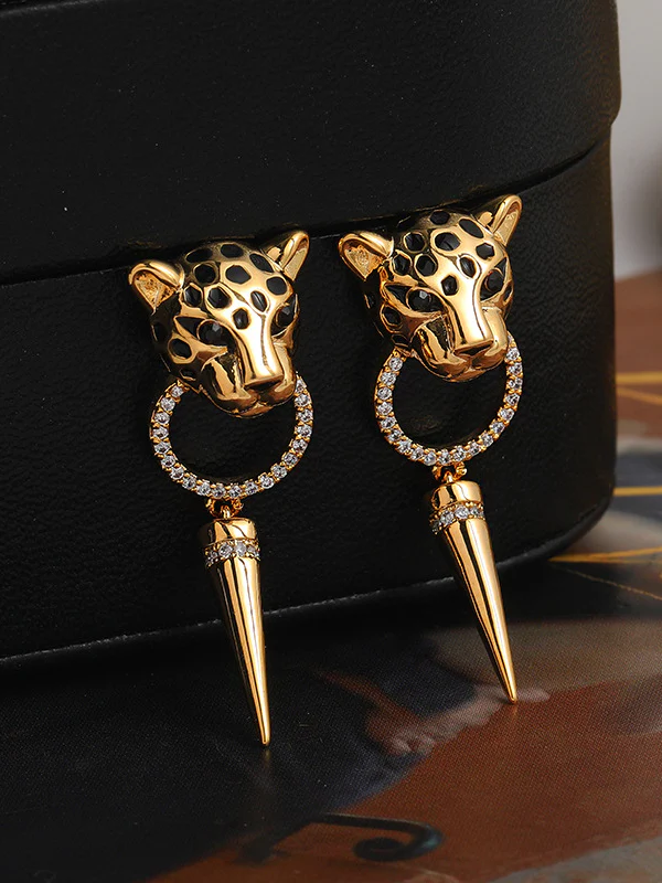 Animal Shape Geometric Rhine Stones Drop Earrings - Image 2