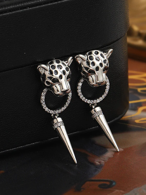 Animal Shape Geometric Rhine Stones Drop Earrings - Image 3
