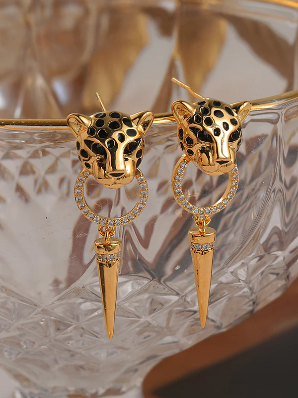 Animal Shape Geometric Rhine Stones Drop Earrings - Image 5