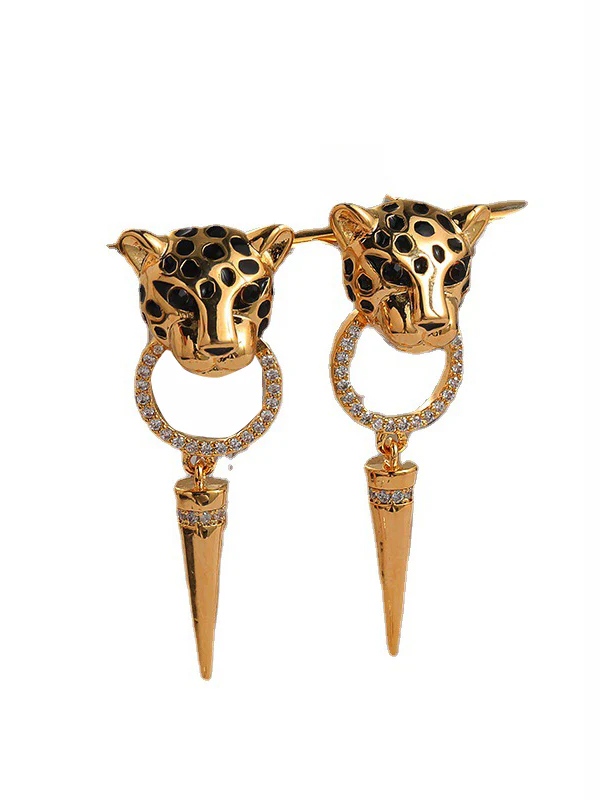 Animal Shape Geometric Rhine Stones Drop Earrings - Image 6