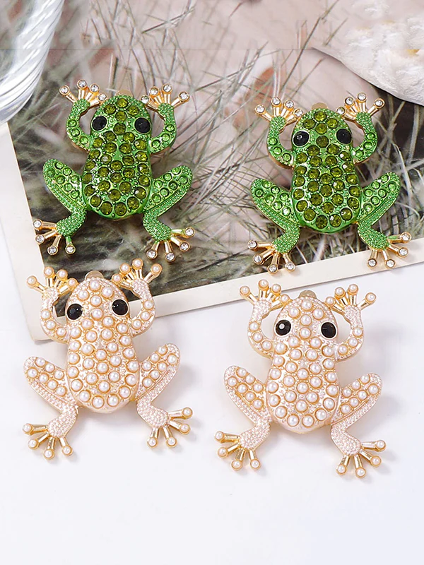 Animal Shape Rhinestone Shiny Earrings Accessories - Image 2