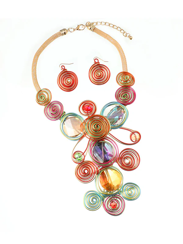 Artisan Gemstone Wirework Necklace & Earring Set - Image 14