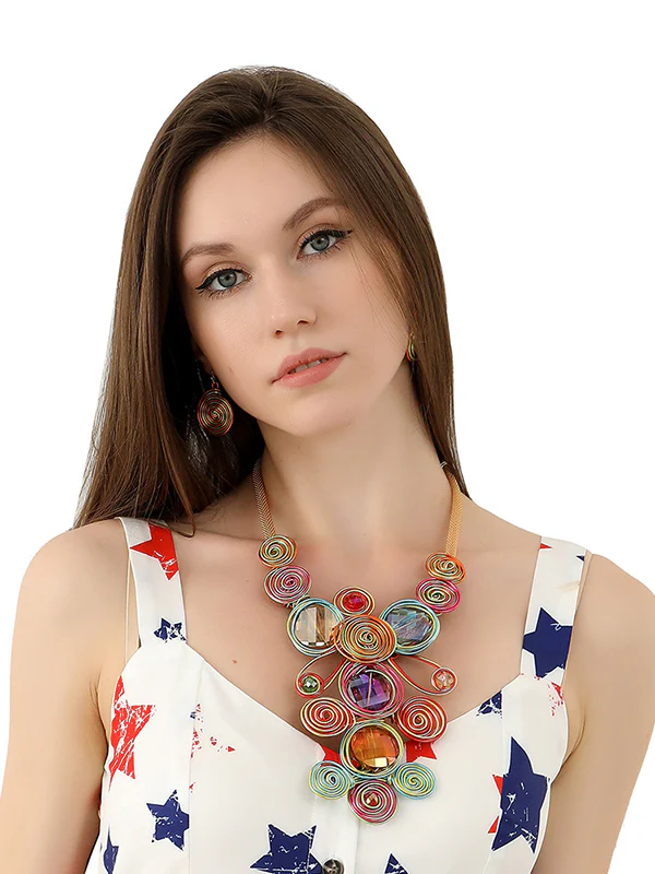Artisan Gemstone Wirework Necklace & Earring Set - Image 5