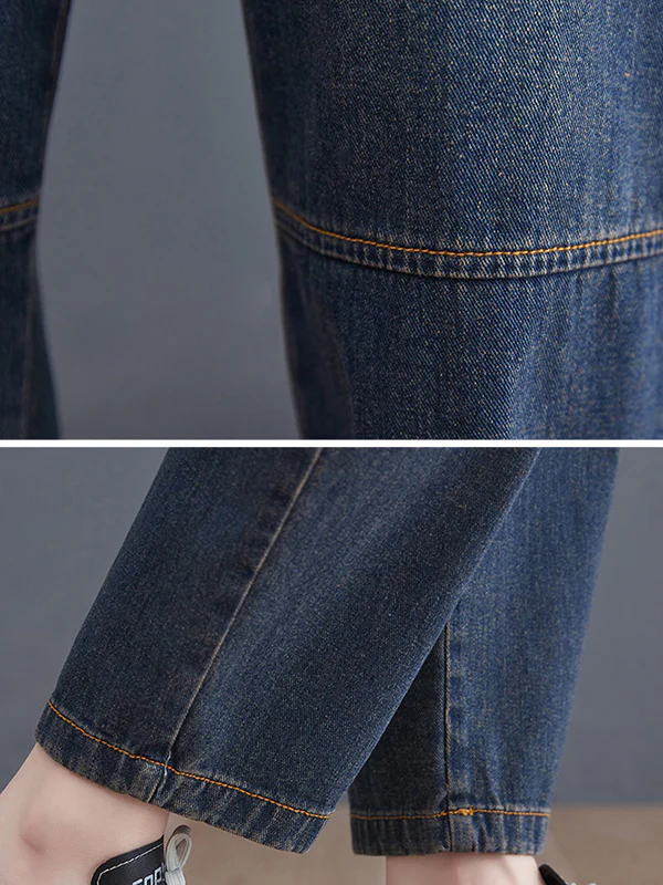Artistic Retro Loose Elasticity Jean Pants - Image 7