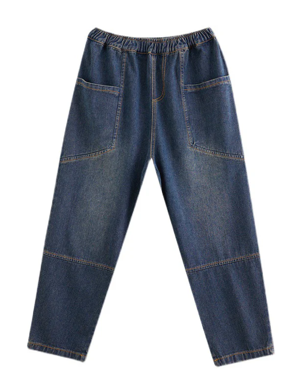 Artistic Retro Loose Elasticity Jean Pants - Image 8
