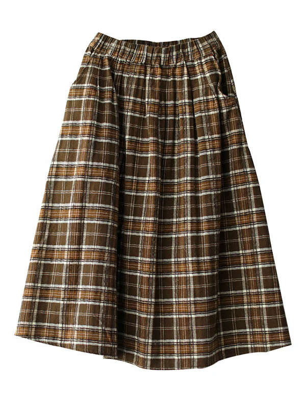 Artistic Retro Plaid A-Line Skirt - Image 17