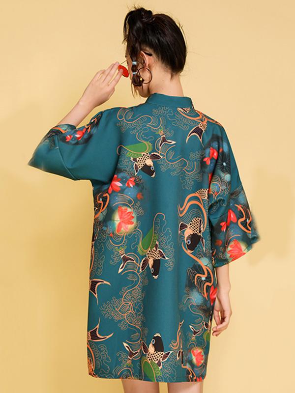 Artistic Retro Printed Short Cheongsams - Image 10